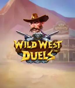  Immerse yourself in the wild world of "Wild West Duels" by Pragmatic Play, featuring a hardened gunslinger ready for a showdown. The image shows a resolute cowboy with crossed pistols, framed by a desert backdrop. His sharp gaze and elaborate attire highlight the theme of the Old West. The game's title is clearly displayed in a rustic font, adding to the adventurous theme. 