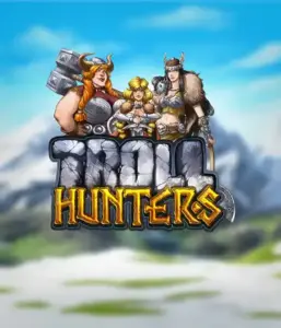 Immerse yourself in "Troll Hunters," where valiant Viking warriors prepare to confront their foes. The logo shows a pair of Vikings, male and female, dressed for battle, set against a cold mountainous backdrop. They emanate strength and courage, capturing the essence of the game's adventurous theme.